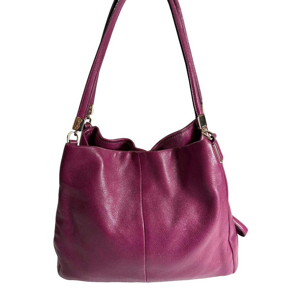 Coach Madison Phoebe Hot Pink Fuchsia Pebbled Leather Purse Bag - Picture 6 of 12